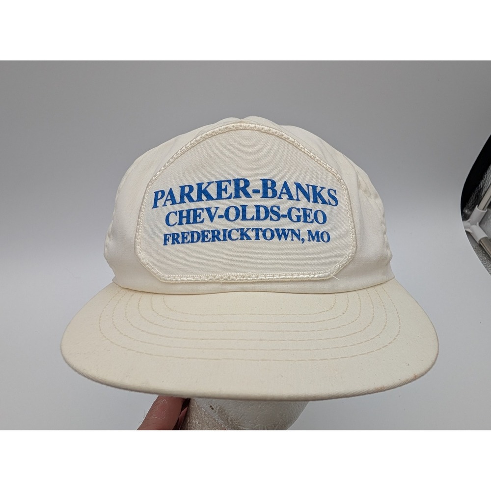 Vintage Cap America Parker-Banks Chev-Olds-Geo Snapback Hat White MO